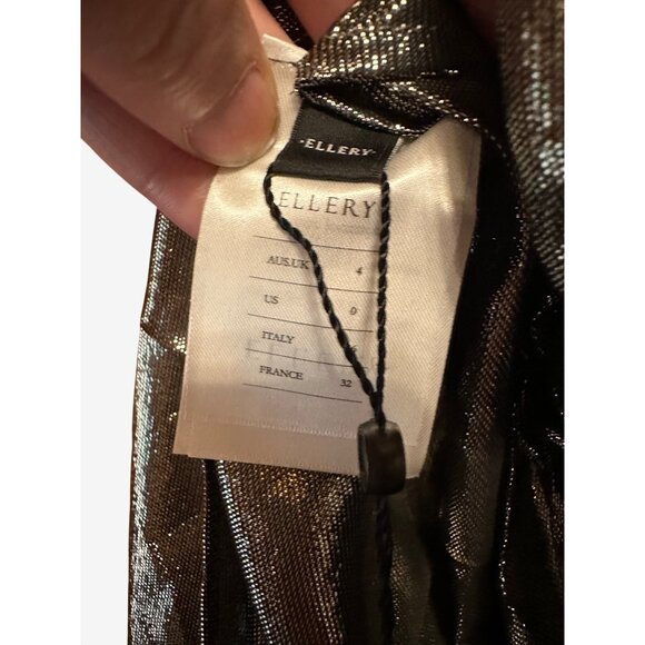 Ellery Laura Silver Lamé Ruche Slip Skirt 65% Silk US 0 Australian Coture $2195 - Picture 12 of 16